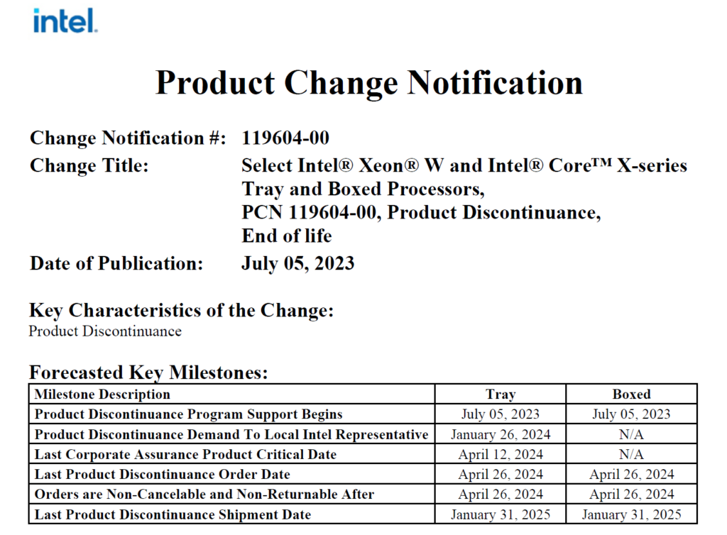 Intel Discontinues Cascade Lake Core X Series