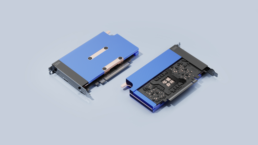 A PCIe card containing the IBM AIU