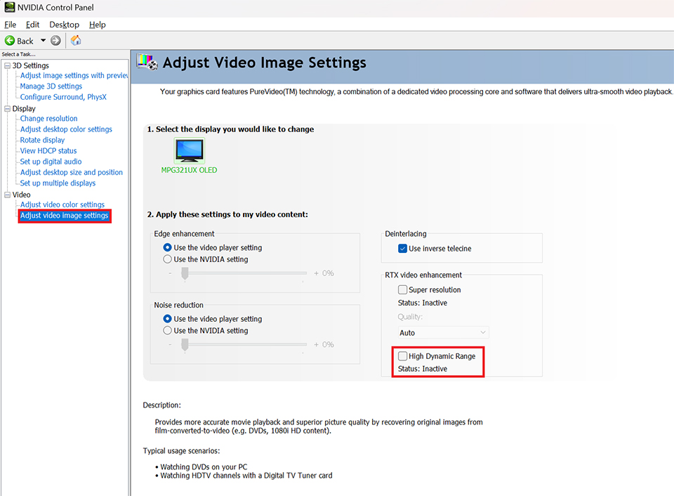 Adjust video Image settings