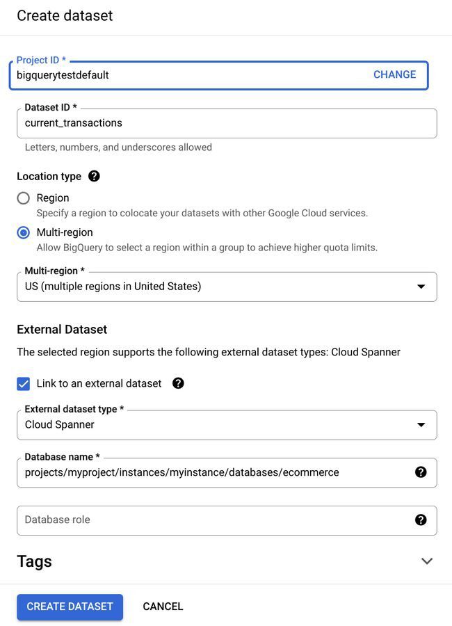 Create an external dataset Create an external dataset