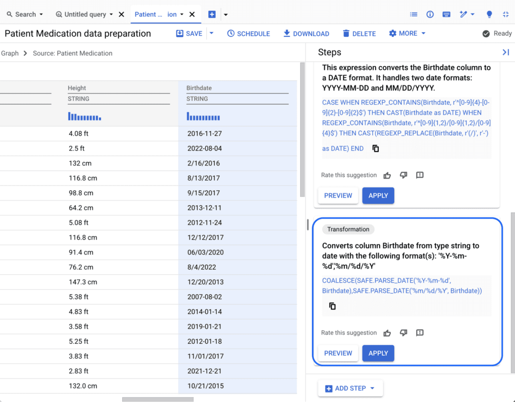 Gemini in BigQuery to generate data preparation Gemini in BigQuery to generate data preparation