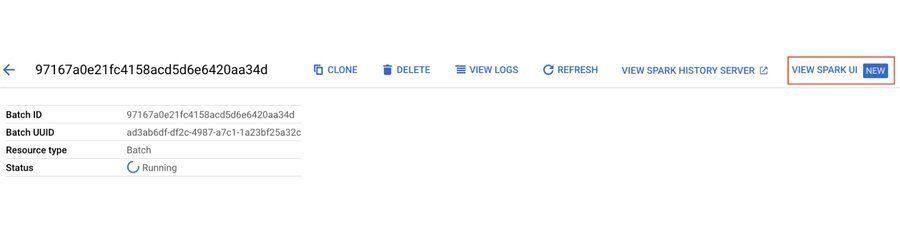 The "VIEW SPARK UI" link is located in the upper right corner The "VIEW SPARK UI" link is located in the upper right corner