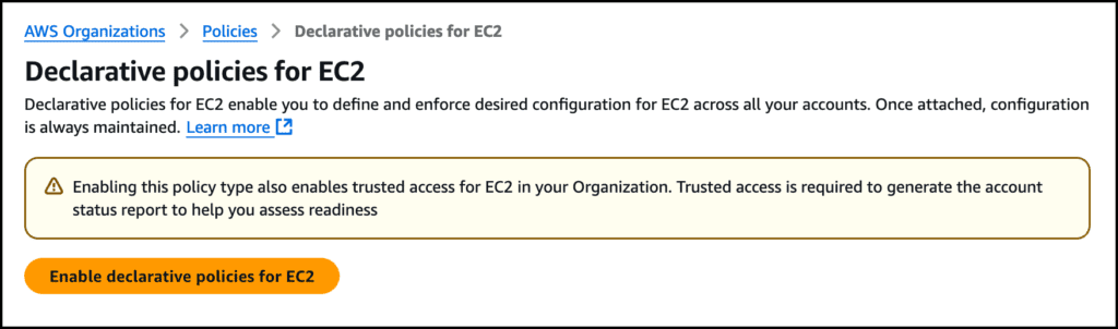 Declarative policies for EC2 Declarative policies for EC2